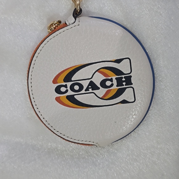 Coach Leather Coach Stamp Coin Pouch Key Charm Chalk - Picture 4 of 7